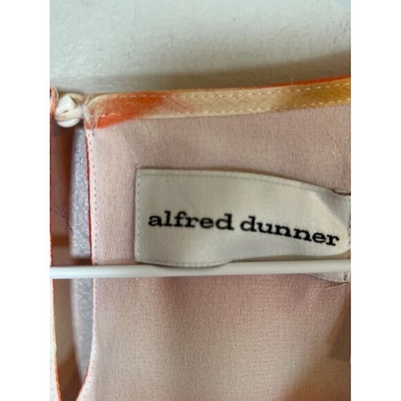 Alfred Dunner Top Women 16 Orange V Neck White Beaded Tropical Ombre Sheer Boho - Picture 2 of 12